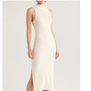 NWT Beyond Yoga Well Traveled Rib Midi Dress Cream